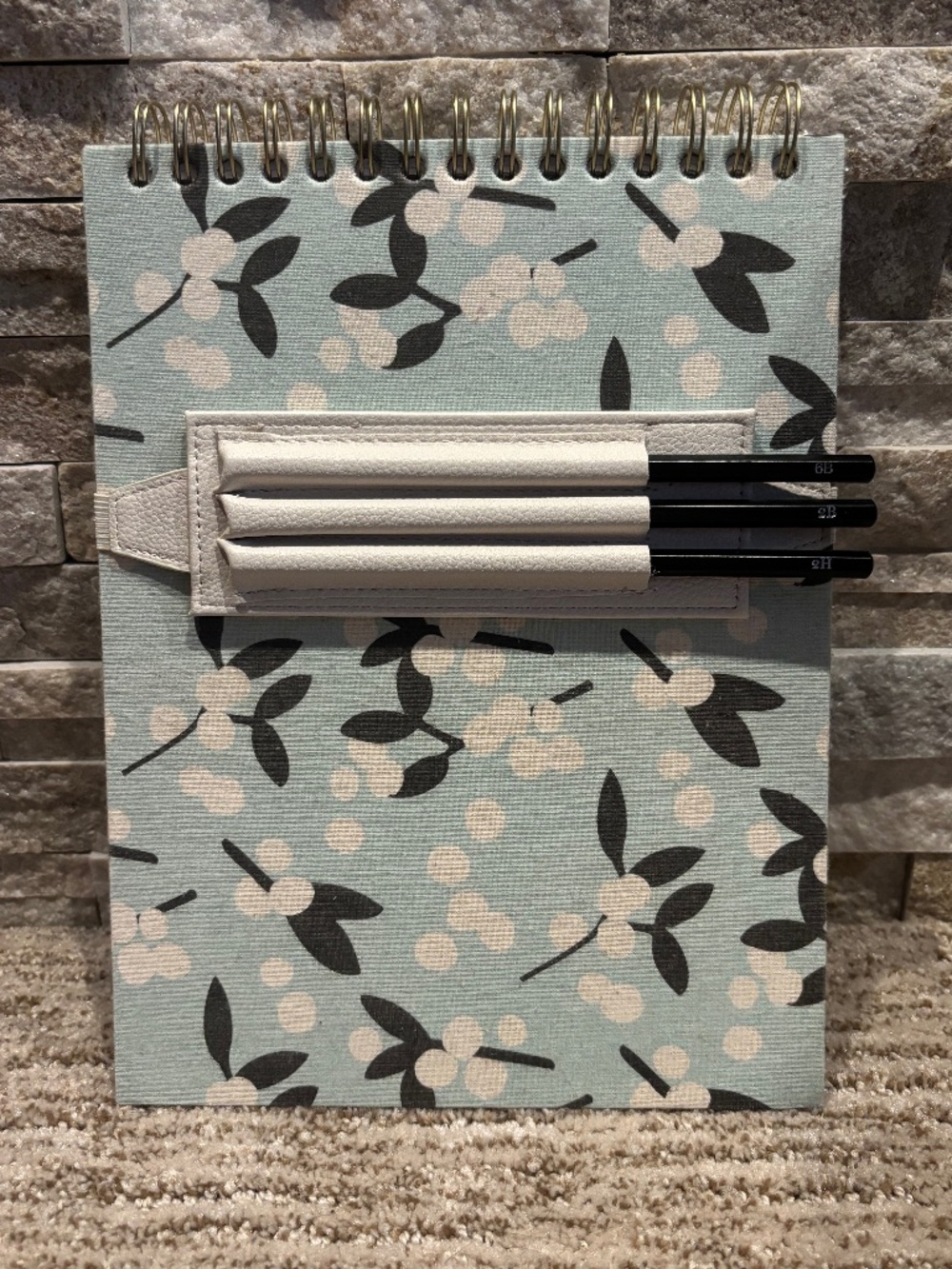 Indigo Coiled Sketchbook With Pencil Pouch and Pencils